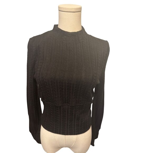 2/$30 NWT Band of the Free Large Cable Knit Black Sweater - Picture 6 of 13
